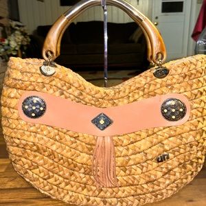 Pier Giorgio • Vintage • Brown • Wicker •  Bamboo Straw • Handbag